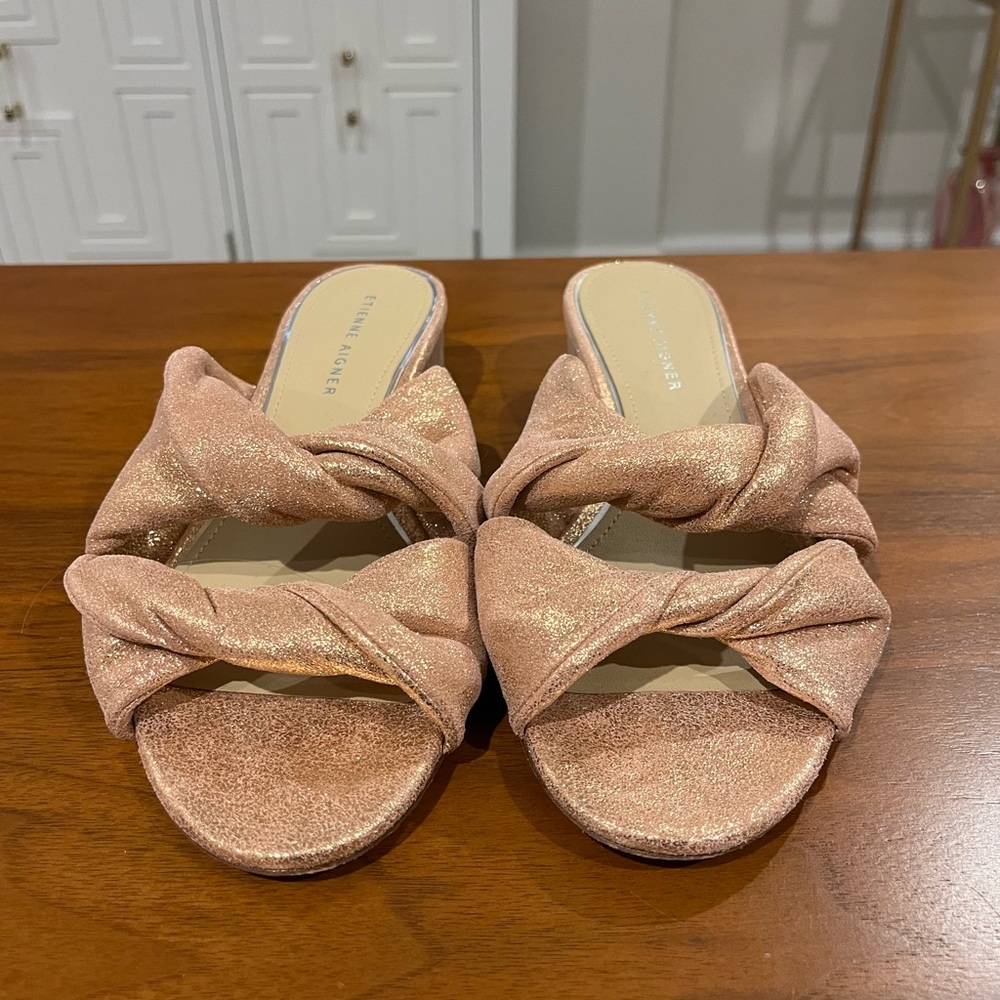 ETIENNE AIGNER Bria Leather Twist Strap Block-Heel Sandals - Picture 2 of 8